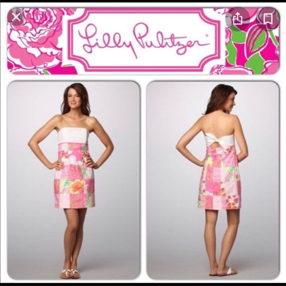 Lilly Pulitzer Pink and White Strapless Dress